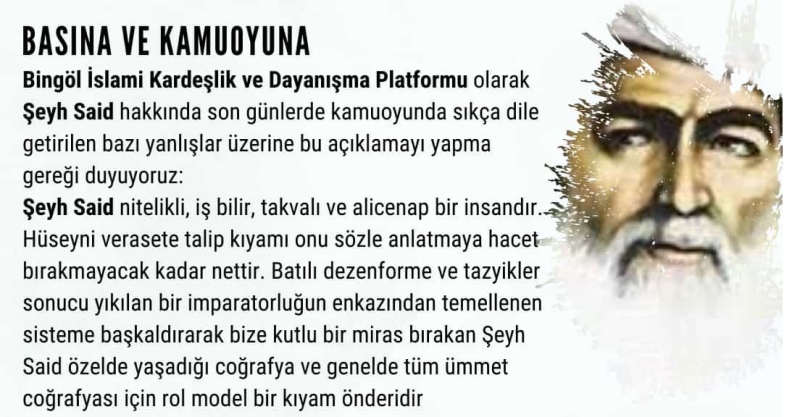 İslami Kardeşlik Platformundan Şeyh Said açıklaması