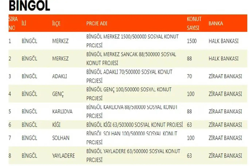 TOKİ konutları Bingöl’ün hangi ilçesinde kaç tane yapılacağı açıklandı