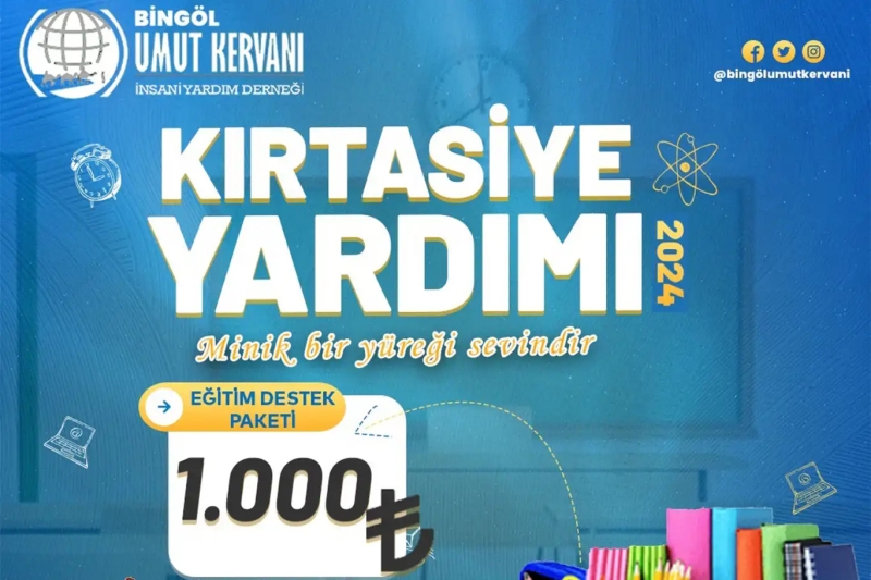 Umut Kervanı Bingöl'de kırtasiye yardımı çağrısı yaptı 